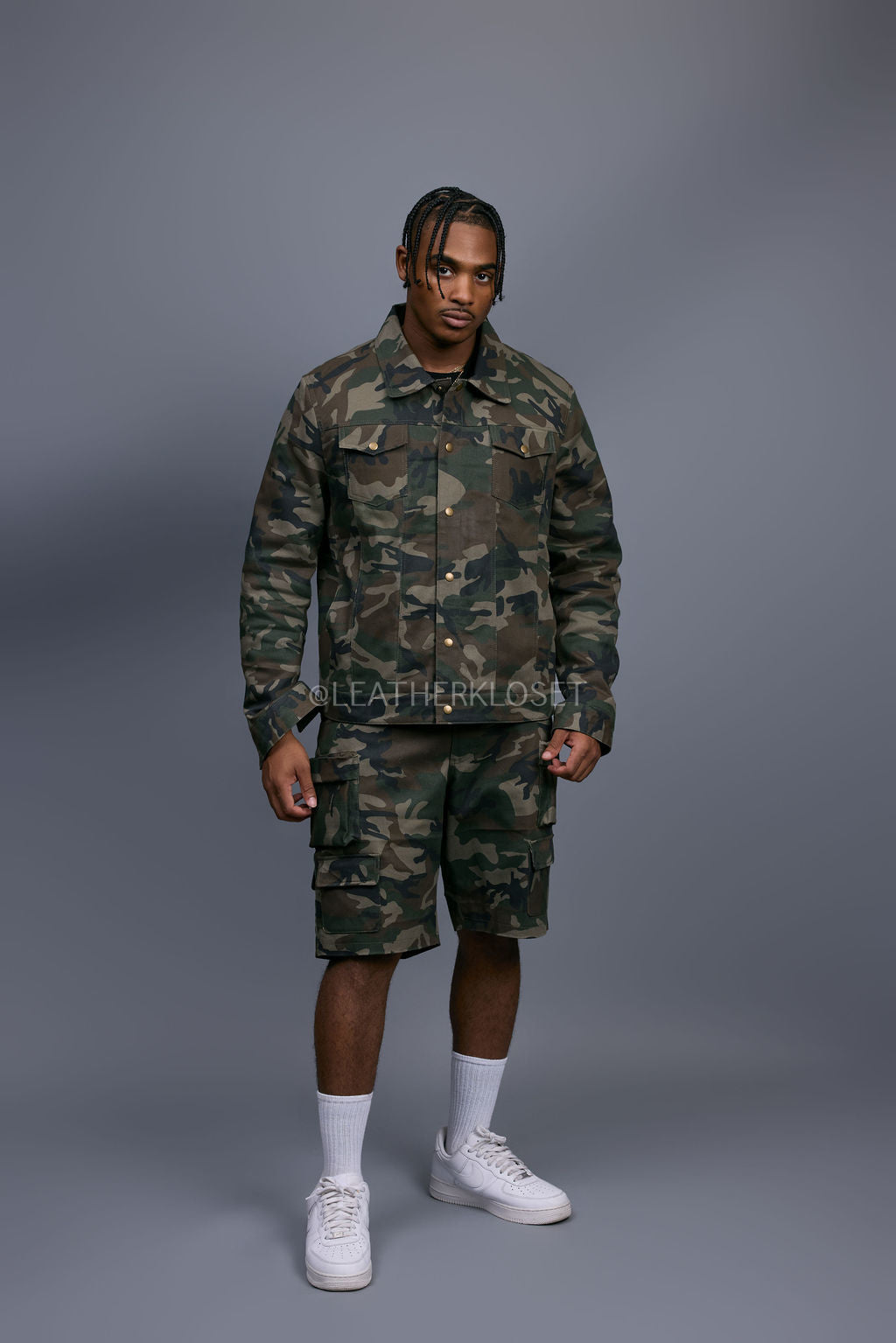 Men's Havoc Cargo Shorts & Jean Jacket Set [Camo]