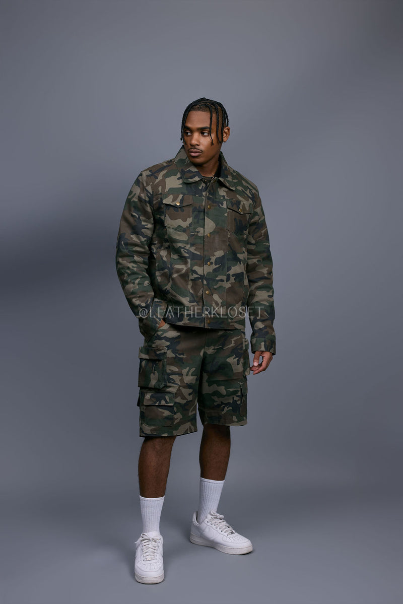 Men's Havoc Cargo Shorts & Jean Jacket Set [Camo]