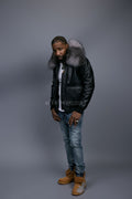 Men's Pilot Aviator Jacket With Fox Collar [Silver Fox]