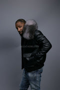 Men's Pilot Aviator Jacket With Fox Collar [Silver Fox]