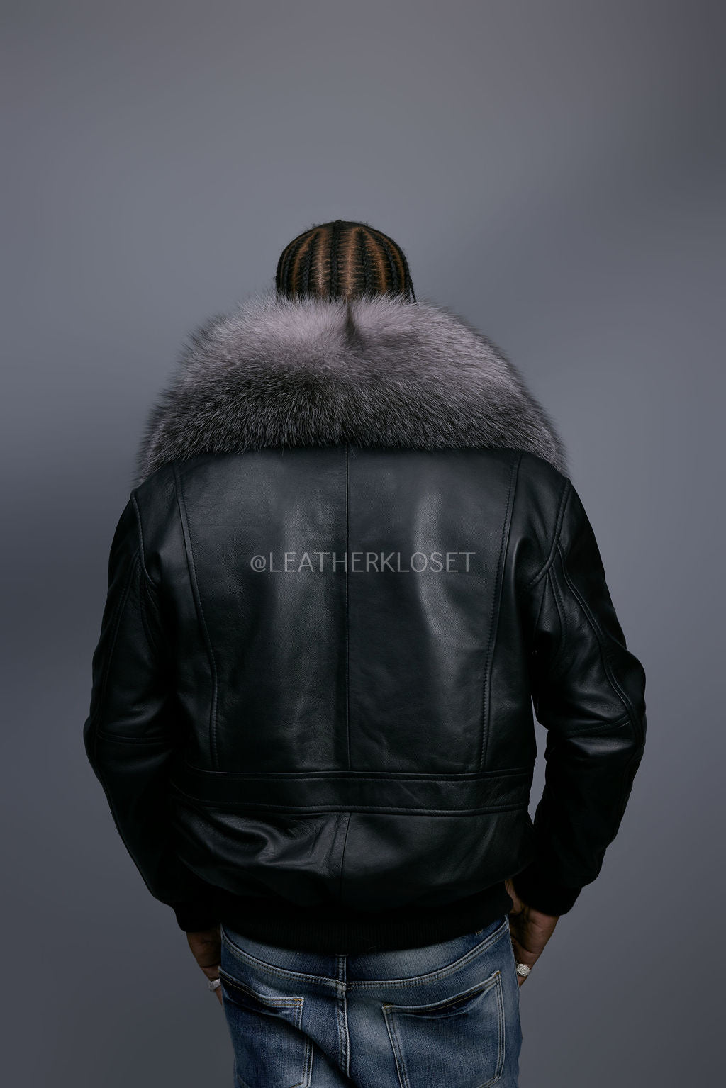 Men's Pilot Aviator Jacket With Fox Collar [Silver Fox]