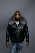 Men's Pilot Aviator Jacket With Fox Collar [Silver Fox]