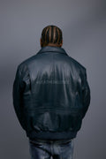 Men's Leather Pilot Aviator Bomber Jacket [Navy]
