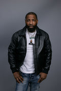 Men's Leather Pilot Aviator Bomber Jacket [Black]