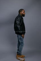 Men's Leather Pilot Aviator Bomber Jacket [Black]