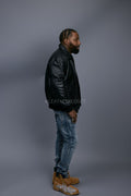 Men's Leather Pilot Aviator Bomber Jacket [Black]