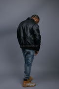 Men's Leather Pilot Aviator Bomber Jacket [Black]