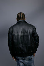 Men's Leather Pilot Aviator Bomber Jacket [Black]