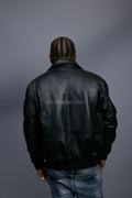 Men's Leather Pilot Aviator Bomber Jacket [Black]