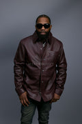Men's Luka Leather Shirt [Burgundy]