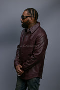Men's Luka Leather Shirt [Burgundy]
