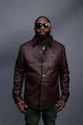 Men's Luka Leather Shirt [Burgundy]