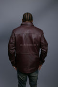 Men's Luka Leather Shirt [Burgundy]
