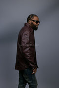 Men's Luka Leather Shirt [Burgundy]