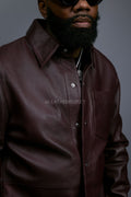 Men's Luka Leather Shirt [Burgundy]