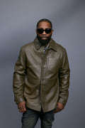 Men's Luka Leather Shirt [Olive]