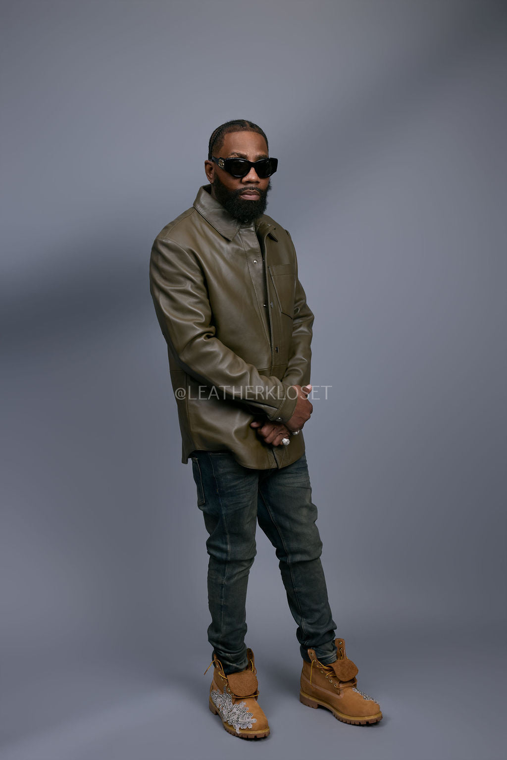 Men's Luka Leather Shirt [Olive]