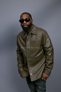 Men's Luka Leather Shirt [Olive]
