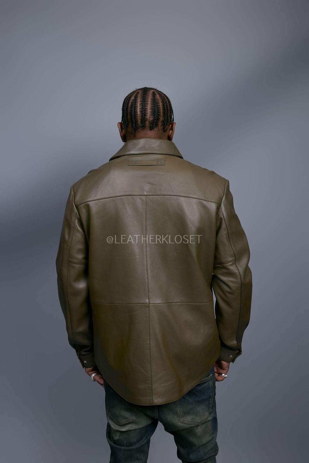 Men's Luka Leather Shirt [Olive]