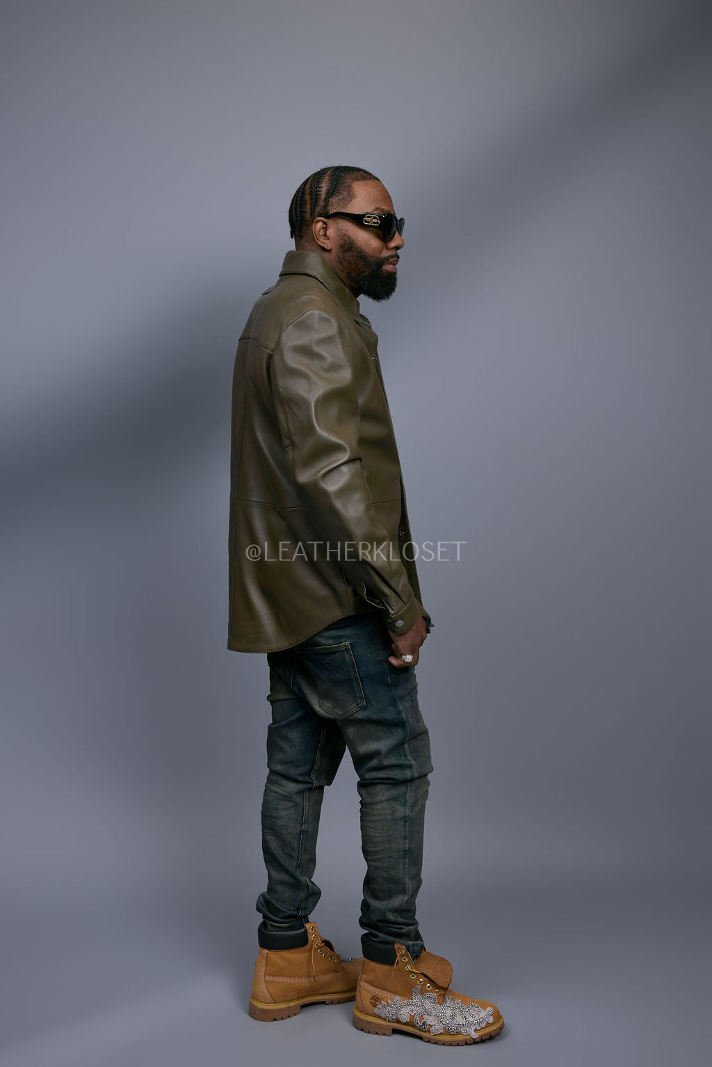 Men's Luka Leather Shirt [Olive]