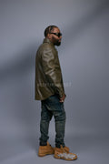 Men's Luka Leather Shirt [Olive]