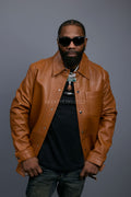 Men's Luka Leather Shirt [Saddle Brown]