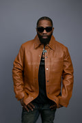 Men's Luka Leather Shirt [Saddle Brown]