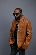Men's Luka Leather Shirt [Saddle Brown]