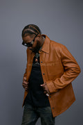Men's Luka Leather Shirt [Saddle Brown]
