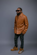 Men's Luka Leather Shirt [Saddle Brown]