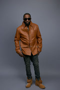 Men's Luka Leather Shirt [Saddle Brown]