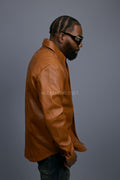 Men's Luka Leather Shirt [Saddle Brown]