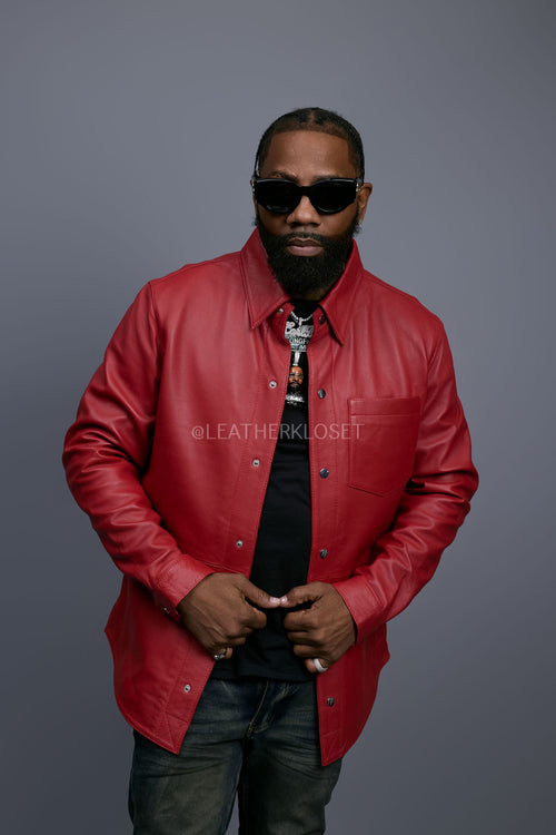 Men's Luka Leather Shirt [Red]