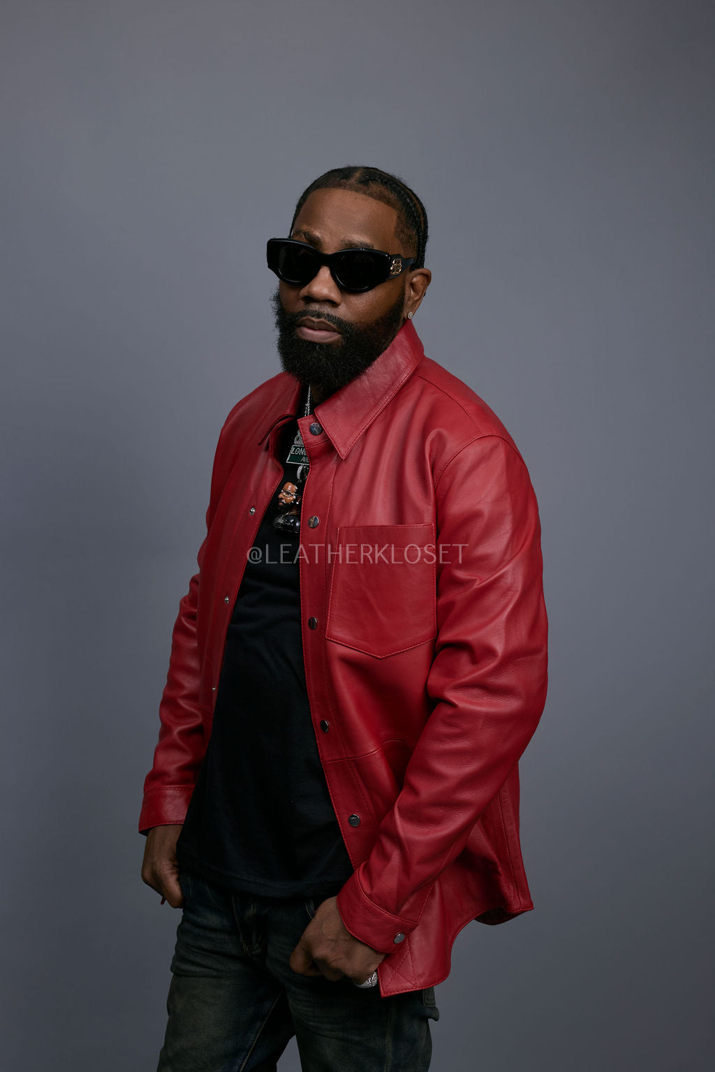 Men's Luka Leather Shirt [Red]