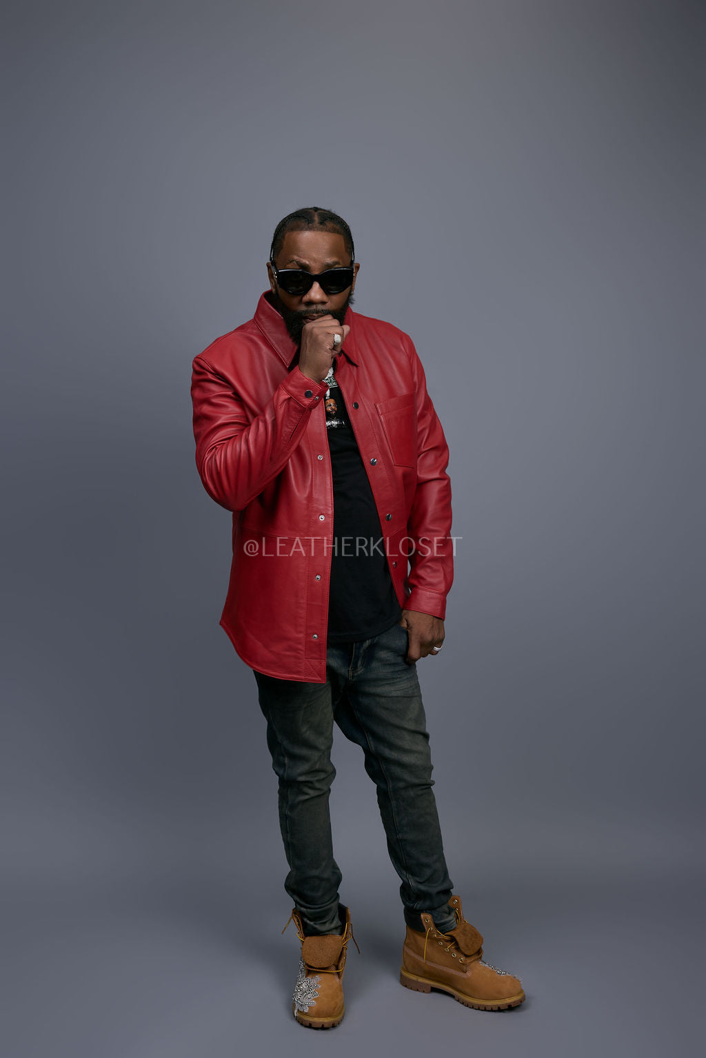 Men's Luka Leather Shirt [Red]