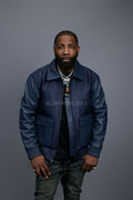 Men's Wool And Leather Pilot Jacket [Navy]