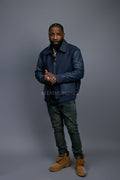 Men's Wool And Leather Pilot Jacket [Navy]