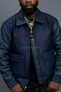 Men's Wool And Leather Pilot Jacket [Navy]
