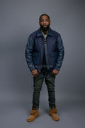 Men's Wool And Leather Pilot Jacket [Navy]