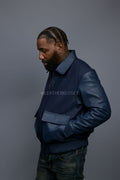 Men's Wool And Leather Pilot Jacket [Navy]