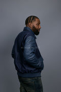 Men's Wool And Leather Pilot Jacket [Navy]