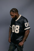 Men's Leather Jersey [Black/Beige]