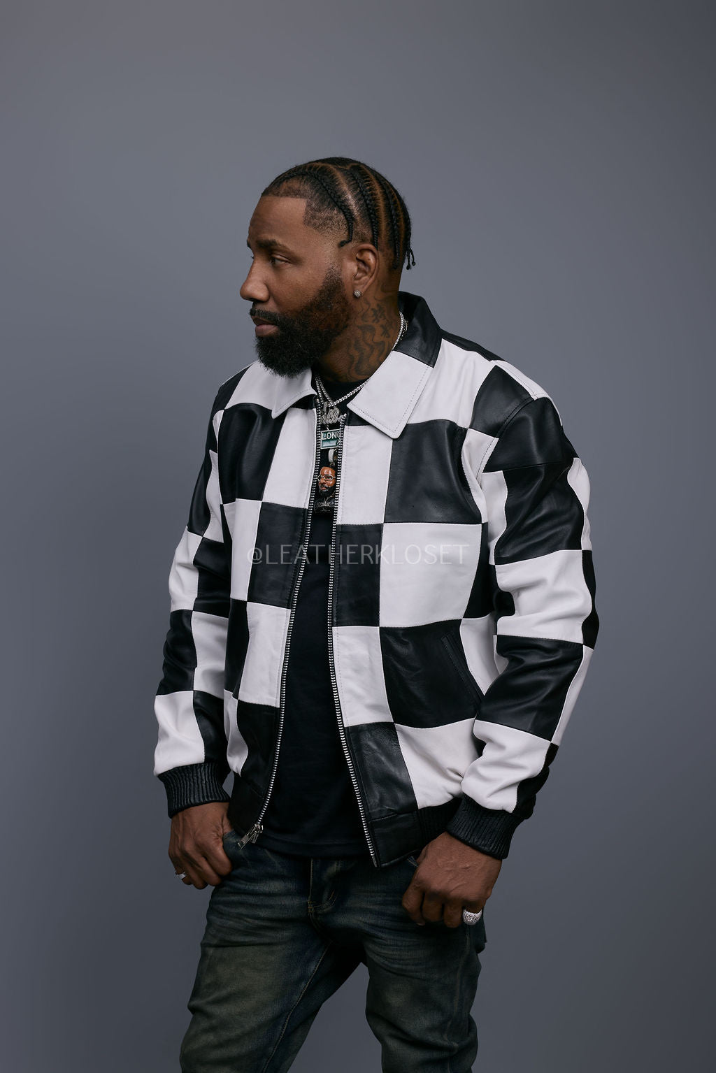 e*a様 CLANE CHECK OVER SHRIT JACKET Men's Checkmate Jacket [Black/White] – LeatherKloset