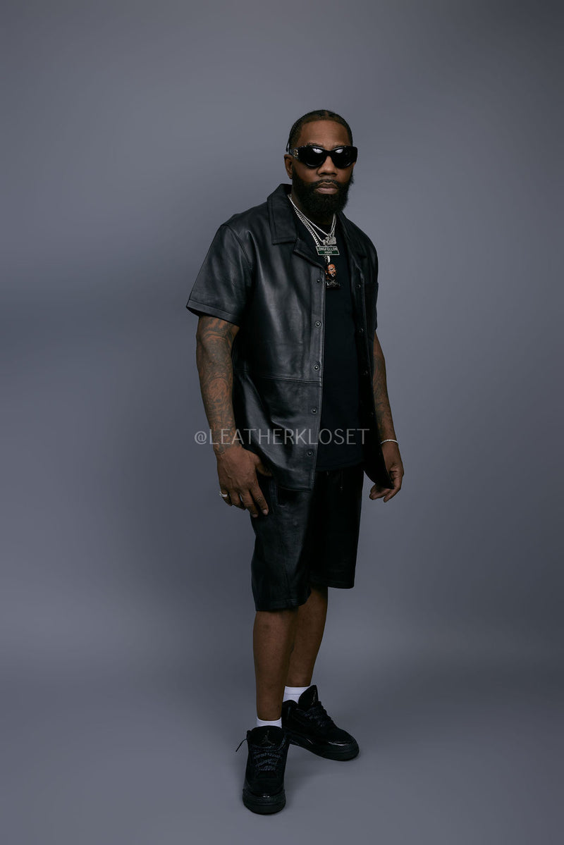 Men's Summer In Miami Leather Shirt And Leo Shorts Set [Leo Shorts]