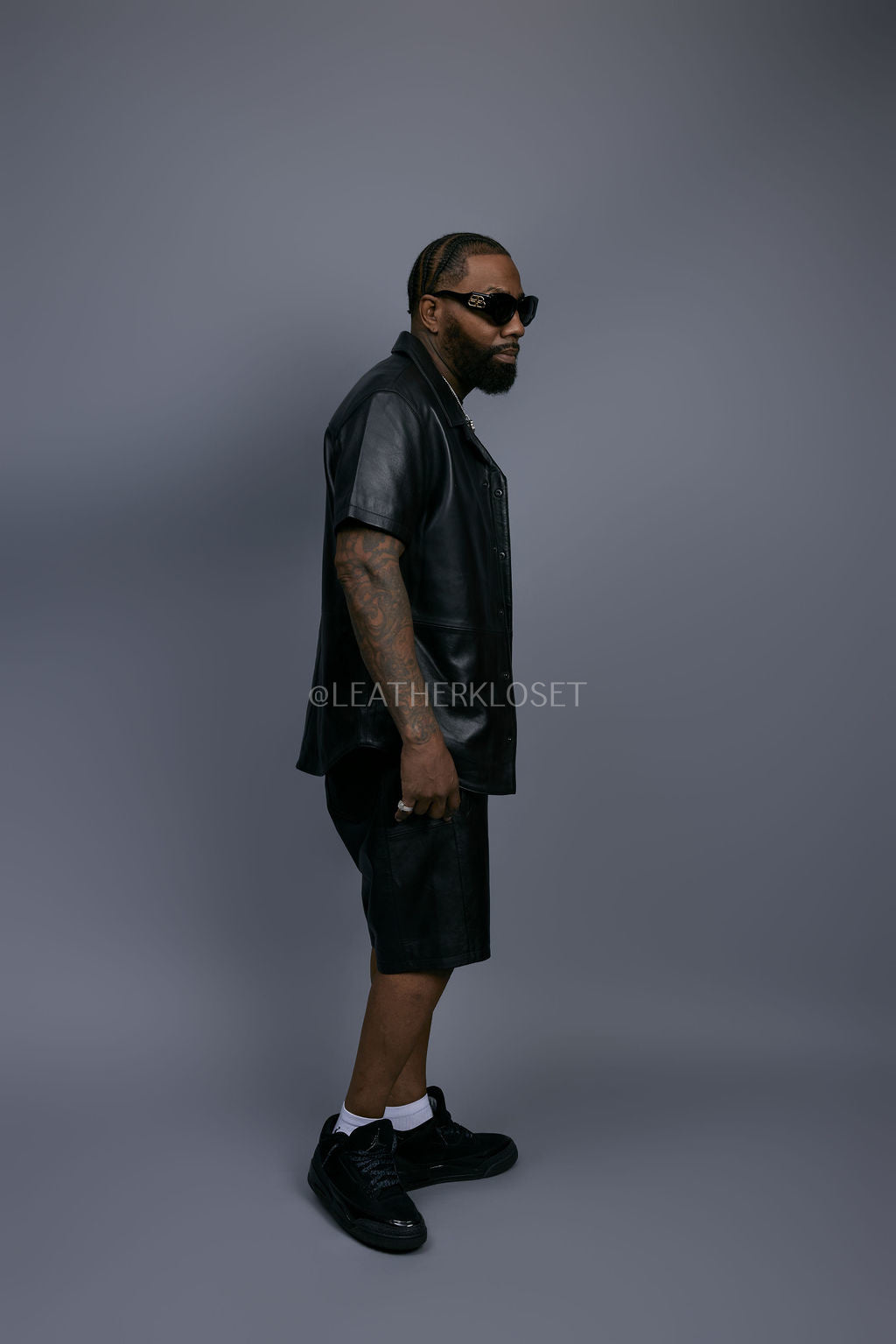 Men's Summer In Miami Leather Shirt And Leo Shorts Set [Leo Shorts]