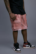 Men's Leather Cargo Shorts [Distressed Colors]