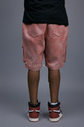 Men's Leather Cargo Shorts [Distressed Colors]