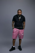 Men's Leather Cargo Shorts [Distressed Colors]