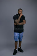 Men's Leather Cargo Shorts [Distressed Colors]