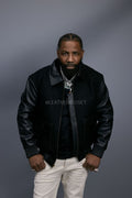 Men's Wool And Leather Pilot Jacket [Black]